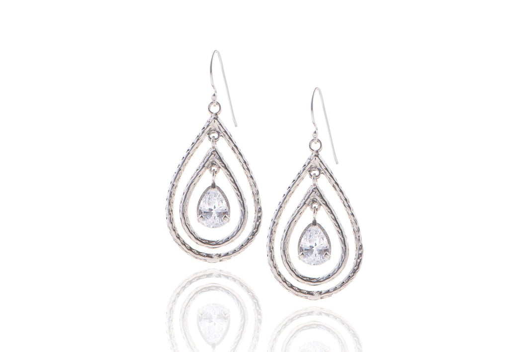 Silver Raindrop Swarovski Crystal Earrings