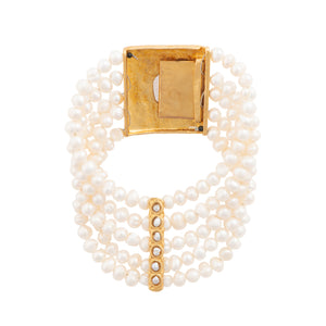 Gold Crystal Pearl Bracelet