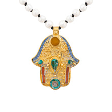Load image into Gallery viewer, Tibetan Gold Hamsa Necklace