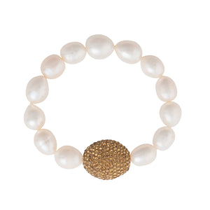 Gold Swarovski Pearl Stretch Bracelet