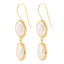 Load image into Gallery viewer, Gold Double Keshi Pearl Earrings