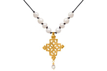 Load image into Gallery viewer, Gold Coptic Cross Pearl Necklace