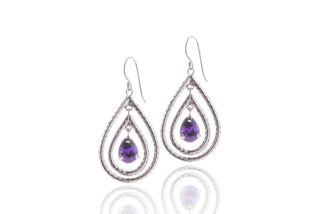 Purple Raindrop Swarovski Crystal Earrings