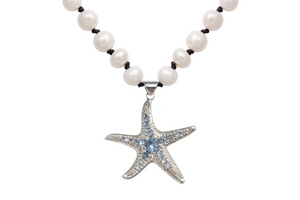 Blue Topaz Starfish Pearl Necklace