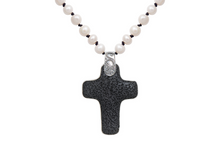 Load image into Gallery viewer, Black Lava Rock Cross Necklace