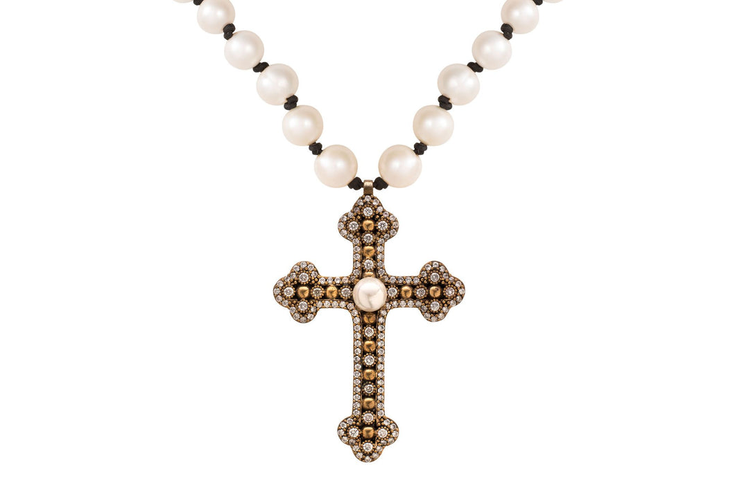 Royal Pearl Abbey Cross Necklace