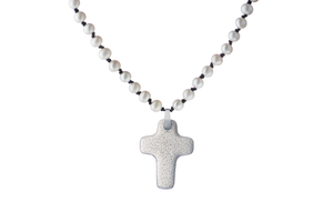 White Lava Rock Cross Necklace